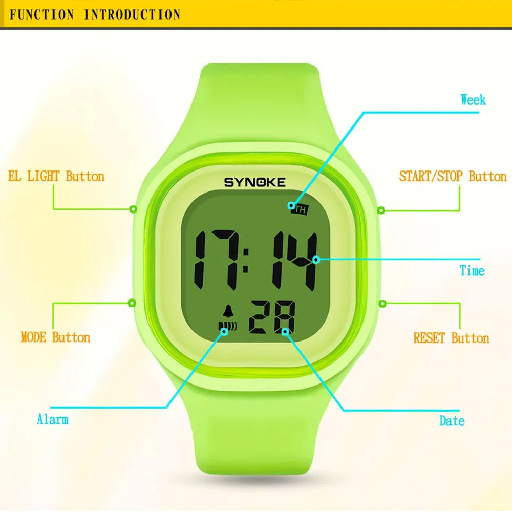 Orologio Digitale Donna in Silicone Sportivo Sveglia Cronometro LED