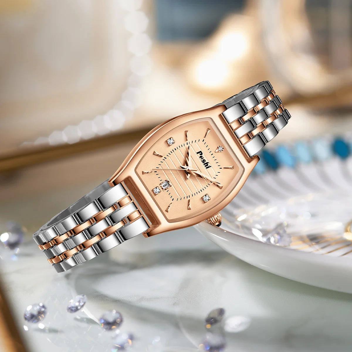 Orologio Donna Elegante al Quarzo con Data Cinturino in Lega Moda Casual