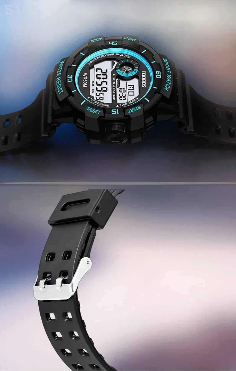 Orologio Digitale Uomo Sportivo Display LED Cinturino Silicone Quadrante 56 mm