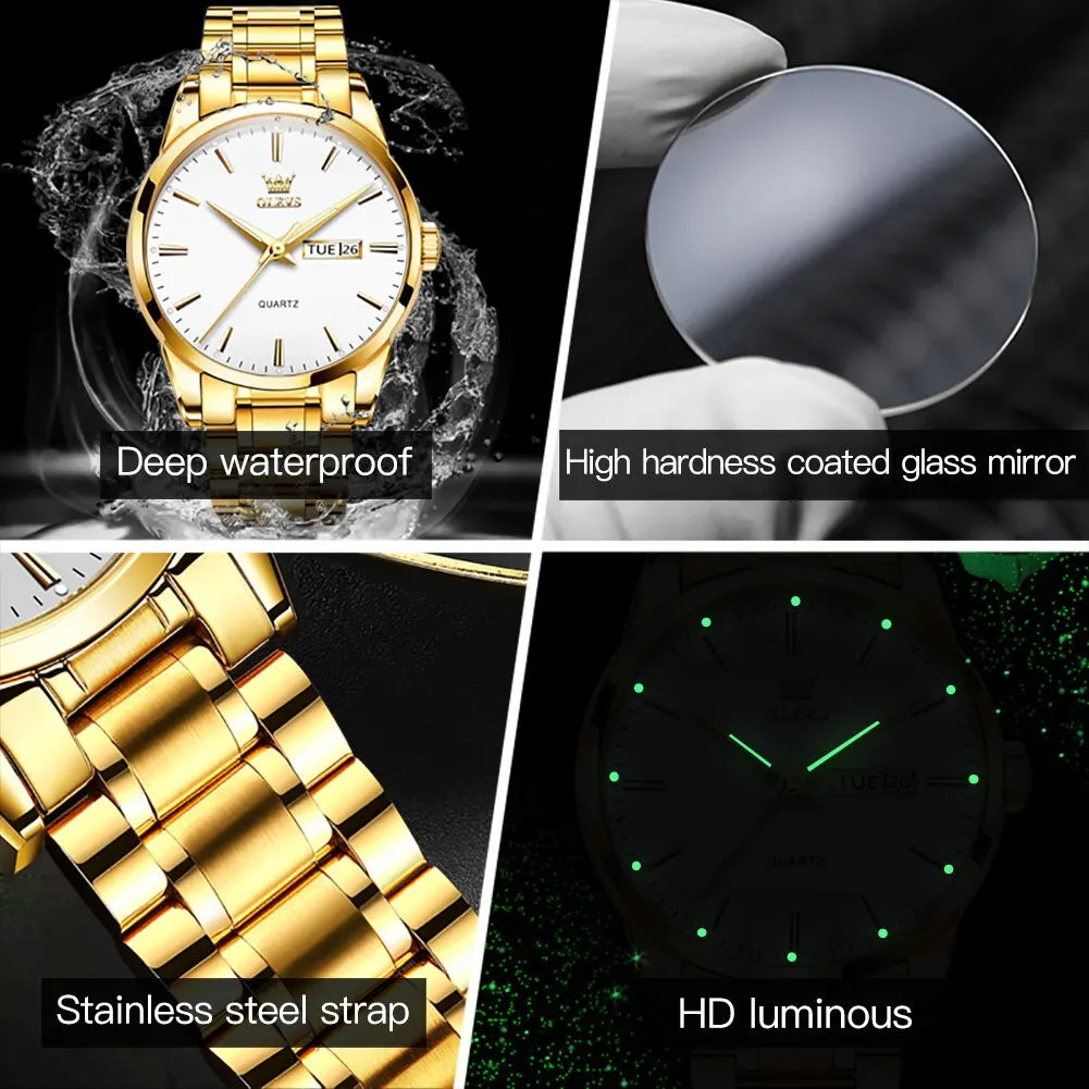 Orologio Uomo Acciaio al Quarzo con Data Lancette Luminose Elegante