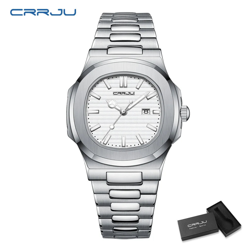 Orologio Uomo Acciaio Quarzo Con Data Moda Casual Elegante Quadrante 39mm