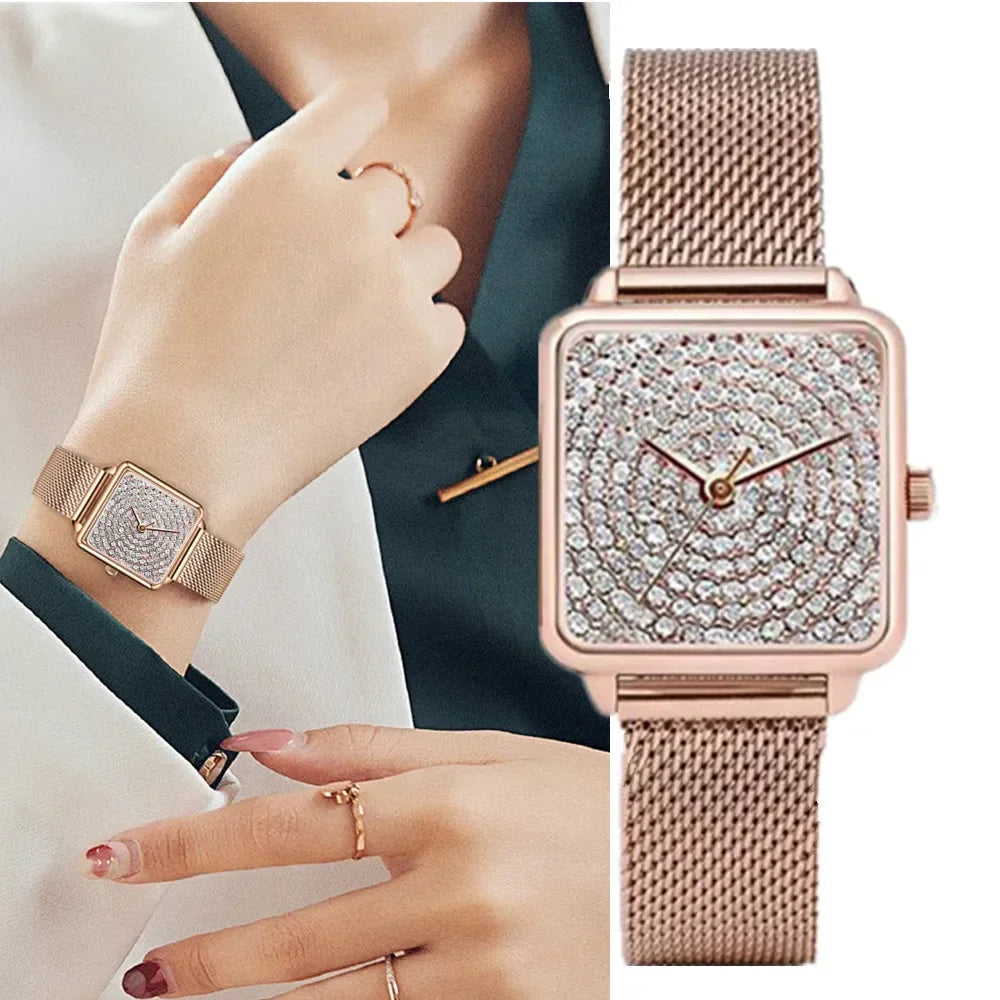Orologio Donna Moda Elegante Quarzo Semplice Cinturino e Cassa in Lega