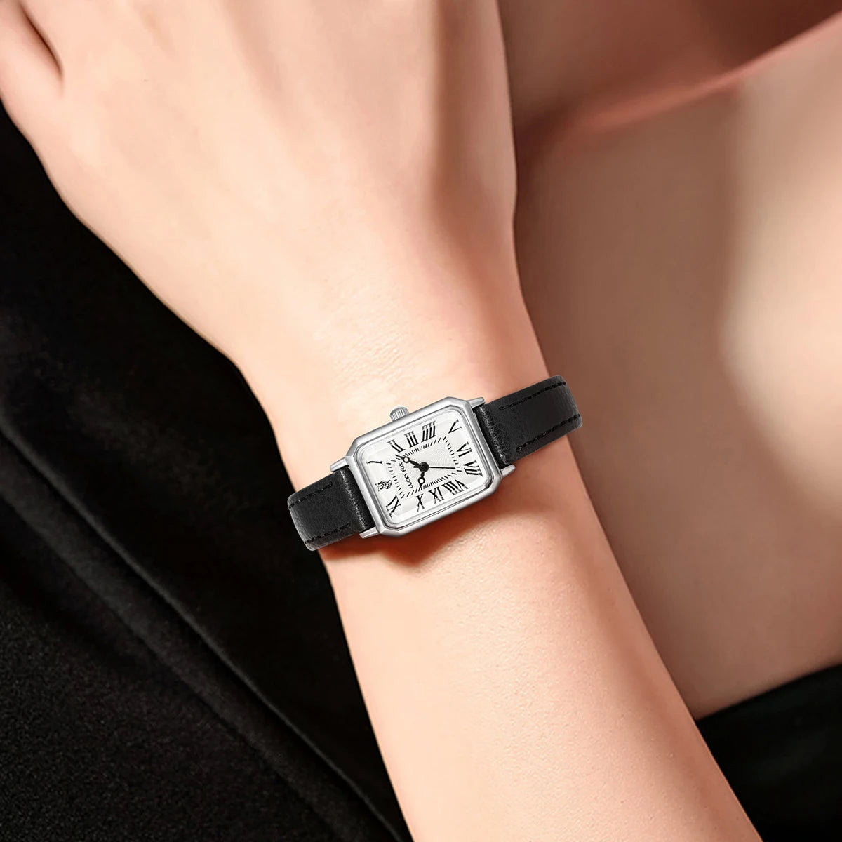 Orologio Donna Al Quarzo Rettangolare Cinturino Similpelle Alla Moda