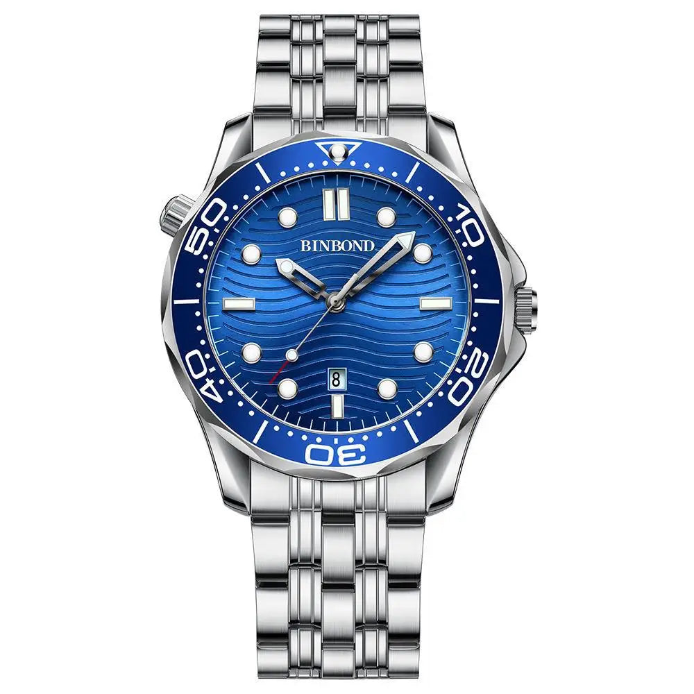 Orologio Uomo Quarzo Business Data Lancette Luminose Cinturino Acciaio o Silicone