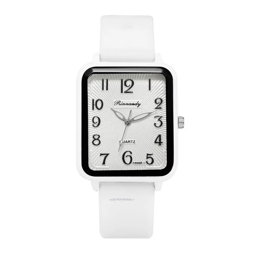 Orologio Donna al Quarzo Rettangolare con Cinturino in Silicone Moda Casual