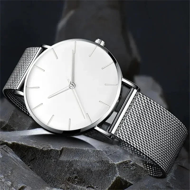 Orologio Uomo Moda Casual Quarzo – Cinturino Maglia Acciaio, Design Sottile
