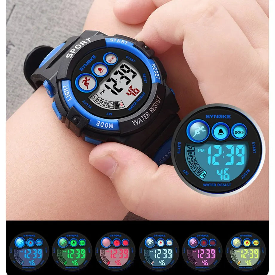 Orologio Sportivo Digitale Bambini Colorato Multifunzione Cinturino e Cassa in Gomma