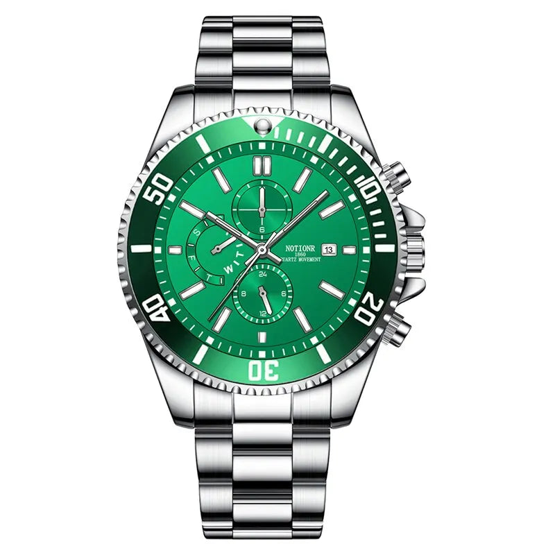 Orologio Uomo Acciaio Al Quarzo Elegante Moda Casual Con Data Lancette Luminose