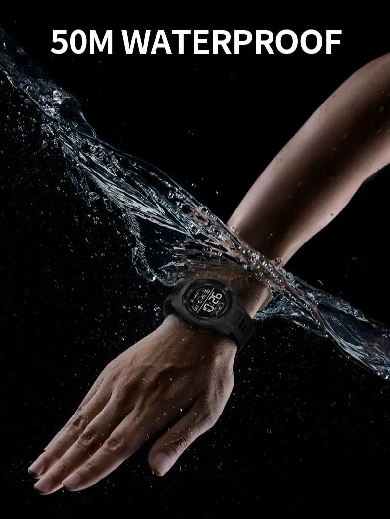 Orologio Digitale Uomo – LED, Sveglia, Cronometro, Impermeabile 5ATM In Gomma Rinforzata