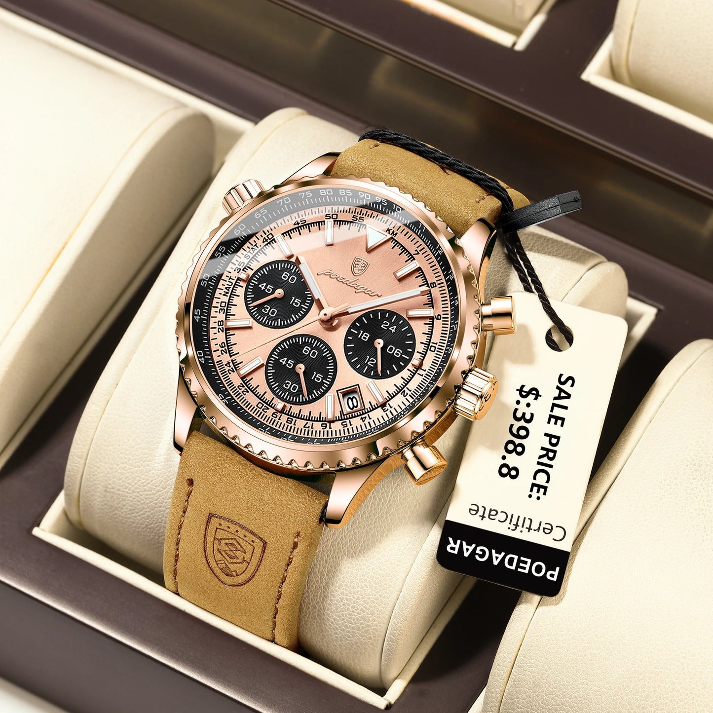 Orologio Uomo Quarzo Cronografo Data Similpelle Moda Casual Elegante