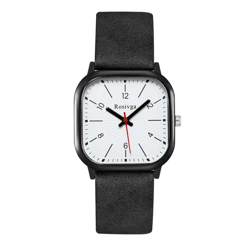 Orologio Uomo Al Quarzo Quadrato Cinturino Similpelle Elegante Quadrante 37 mm