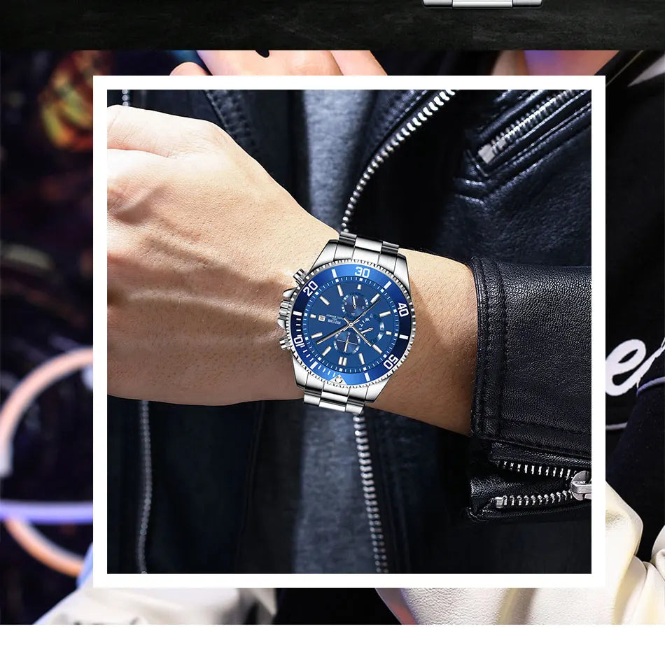 Orologio Uomo Acciaio Inox Quarzo – Elegante Data Quadrante 40 mm