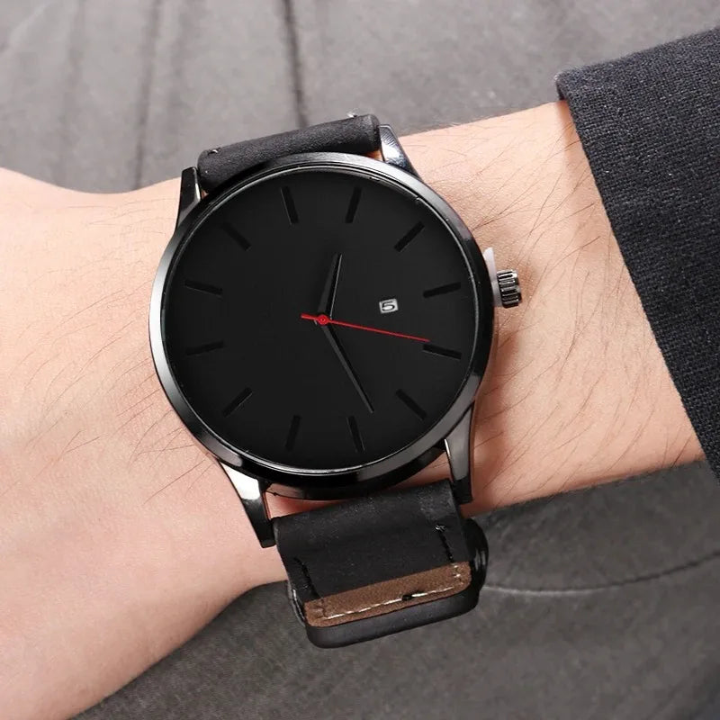 Orologio Uomo Al Quarzo Con Data Cinturino In Similpelle Casual Elegante Moda