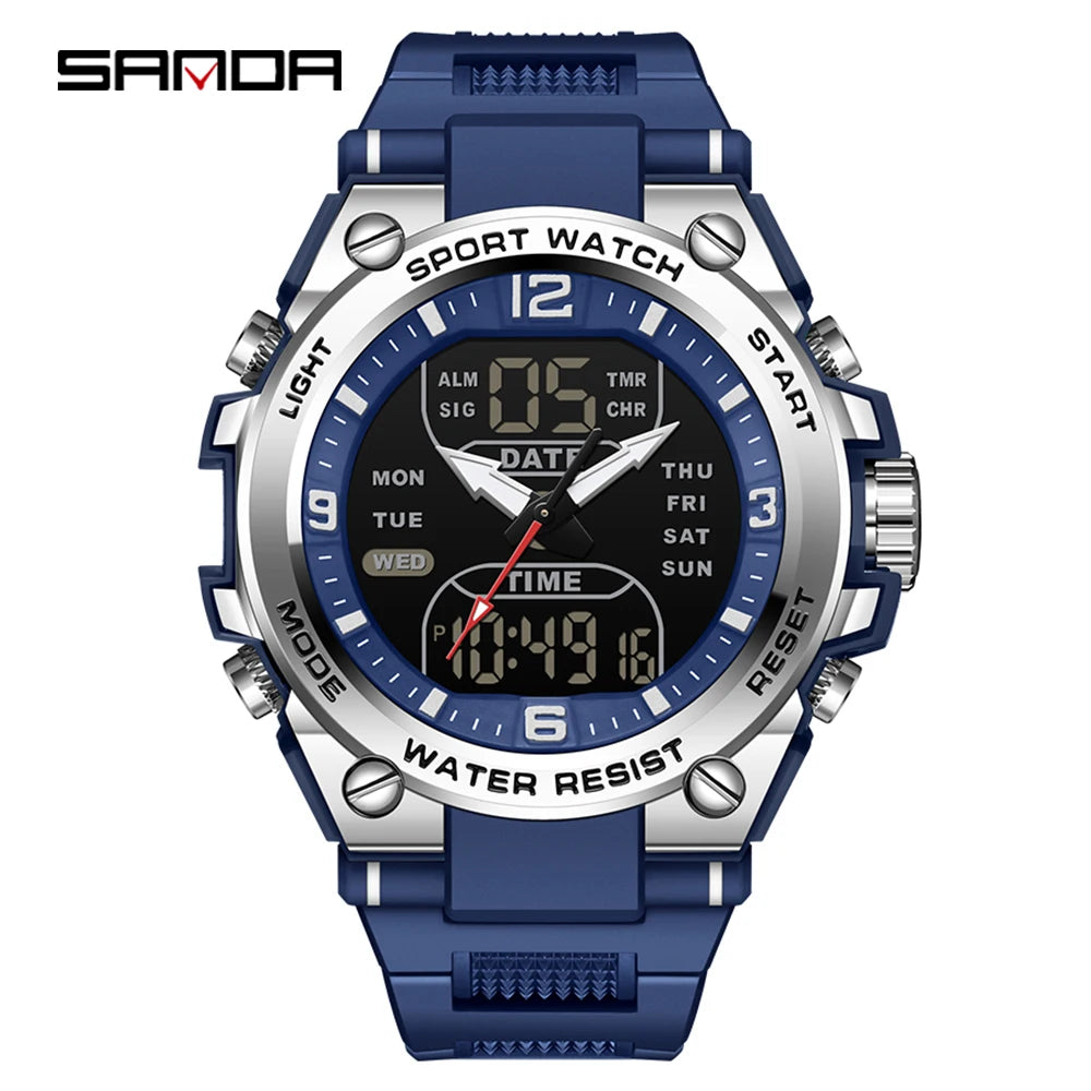 Orologio Sportivo Uomo Quarzo Analogico Digitale LED Cronografo