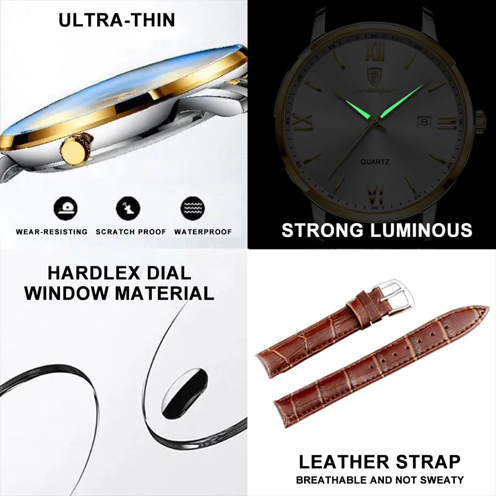Orologio Uomo Quarzo Elegante Data Similpelle