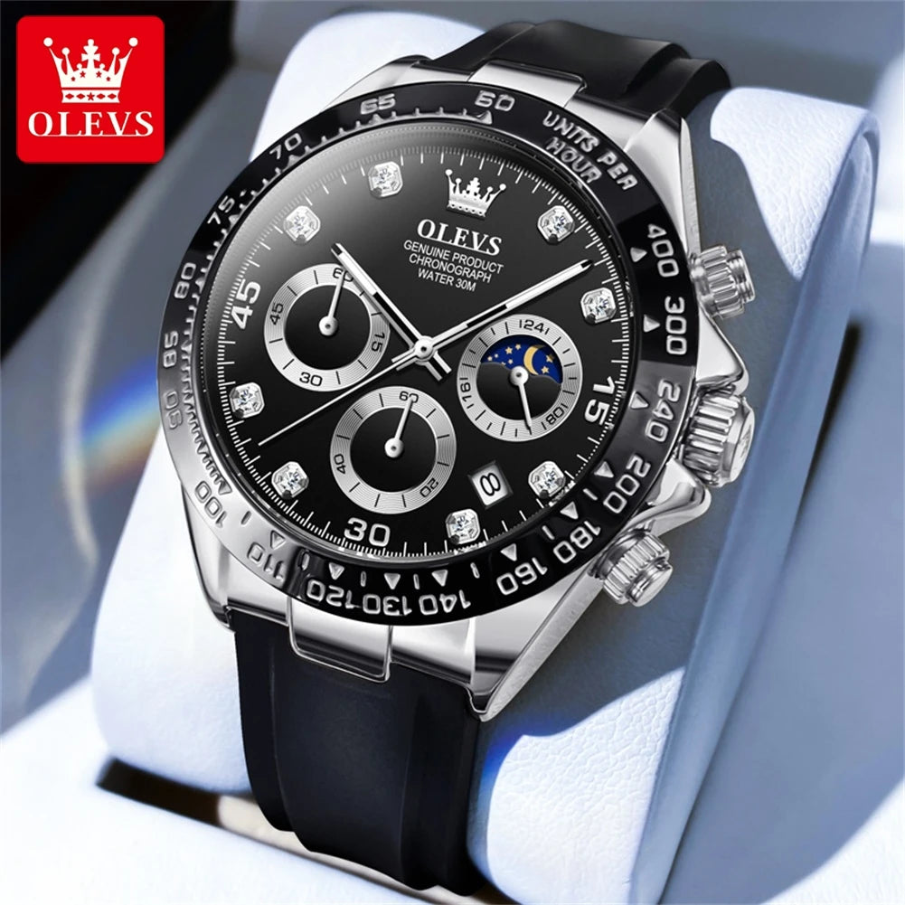 Orologio Uomo Quarzo Cronografo Data Cinturino Silicone Sportivo Elegante