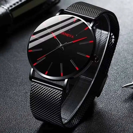 Orologio Uomo Ultra Sottile Quarzo Cinturino Maglia Elegante