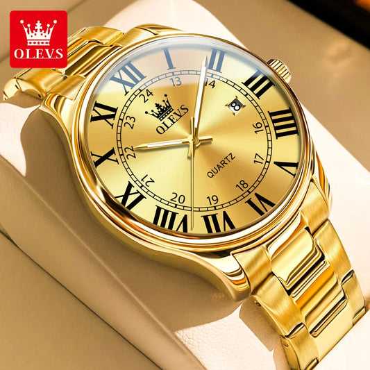 Orologio Uomo Acciaio Quarzo con Data Lancette Luminose Elegante