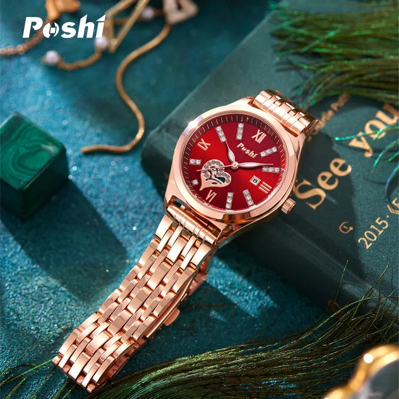 Orologio Donna Acciaio Data Elegante Moda Quarzo Resistente Acqua Cassa Lega