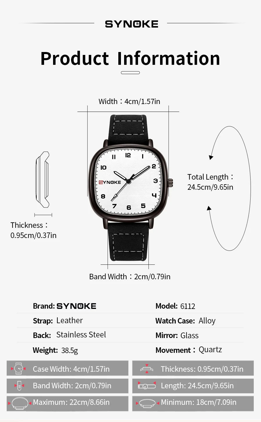 Orologio Uomo Elegante Quarzo Cinturino Similpelle Cassa Quadrata Moda Casual