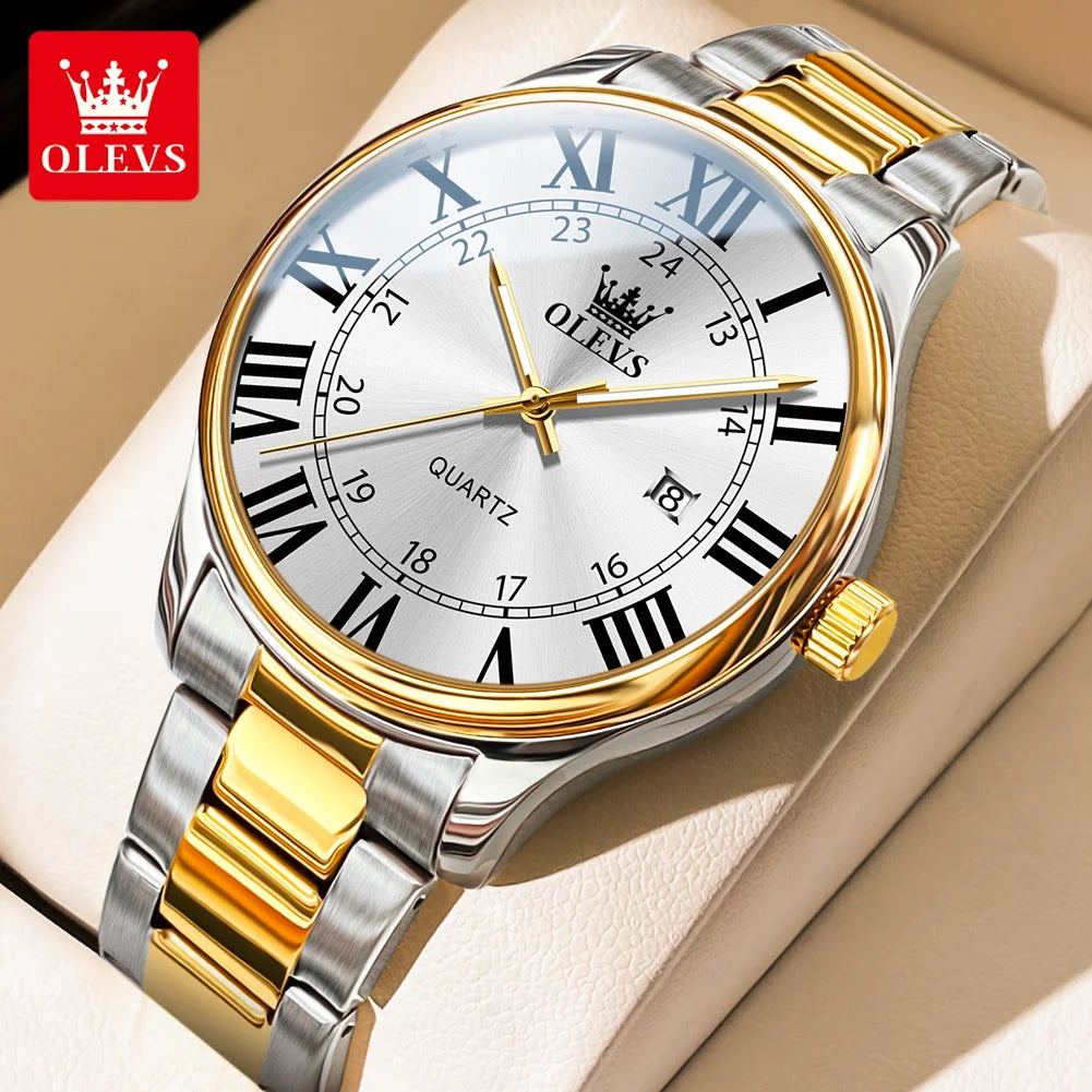 Orologio Uomo Acciaio Quarzo con Data Lancette Luminose Elegante