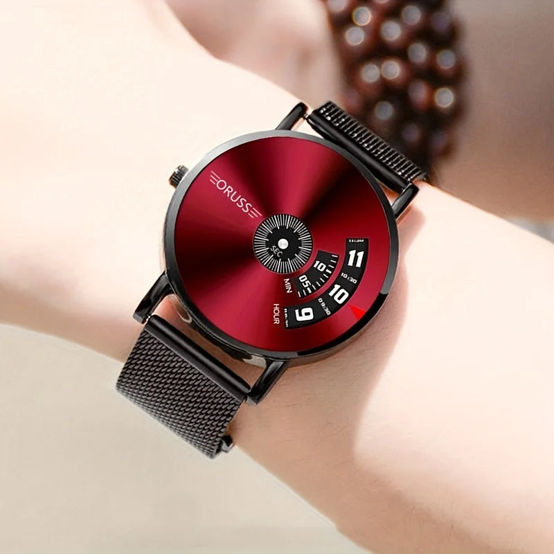 Orologio Uomo Moda al Quarzo Cassa Rotonda Cinturino in Lega Elegante