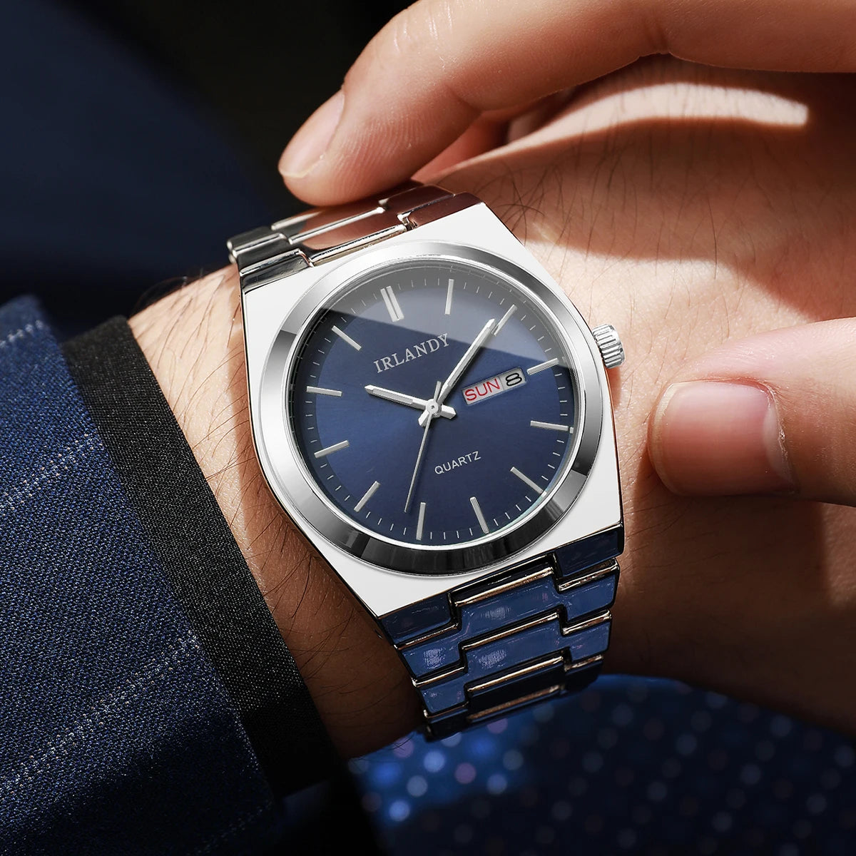 Orologio Uomo Quarzo Elegante con Calendario Cinturino in Metallo Classico