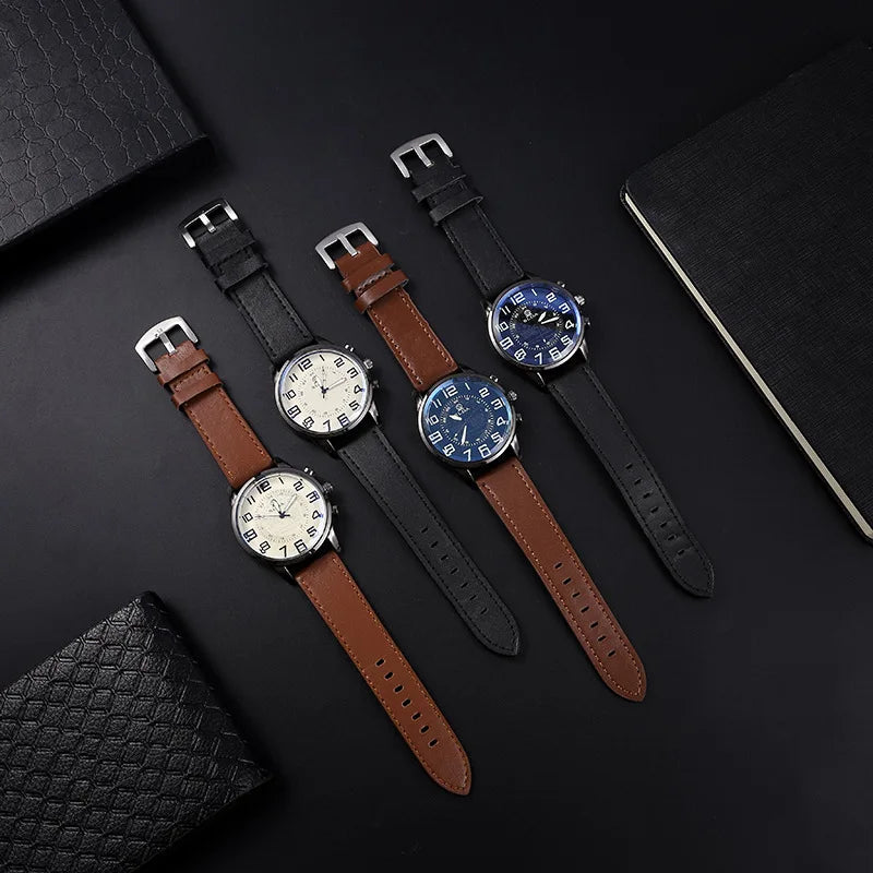 Orologio Uomo Quarzo Elegante Cinturino Similpelle Casual Cassa Lega