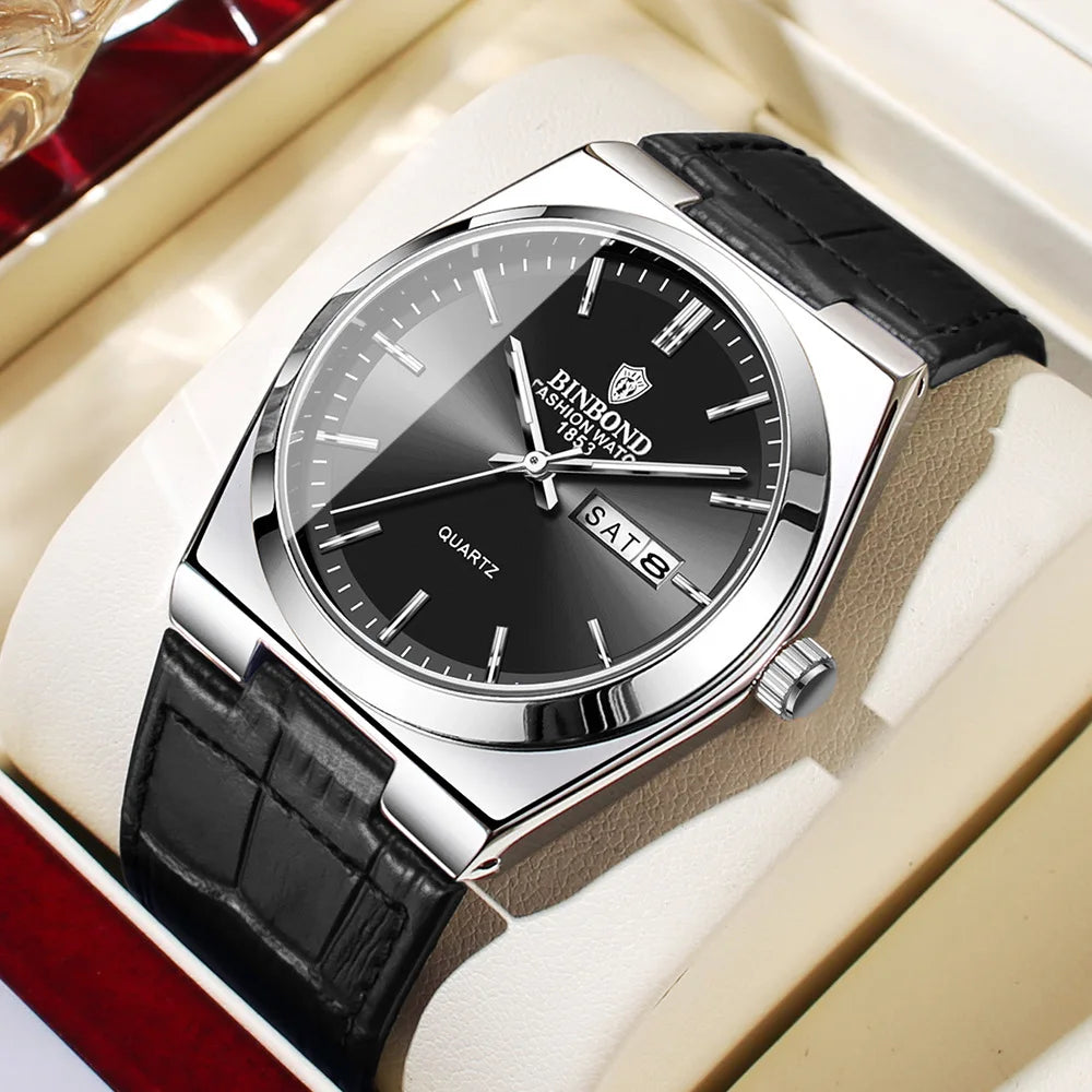 Orologio Uomo Quarzo Cinturino Similpelle Quadrante 40mm