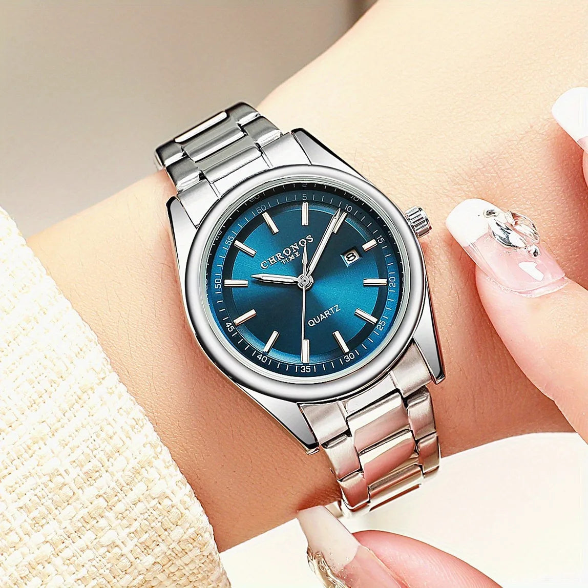 Orologio Donna Acciaio Elegante Al Quarzo Con Data Quadrante 31mm Moda Casual