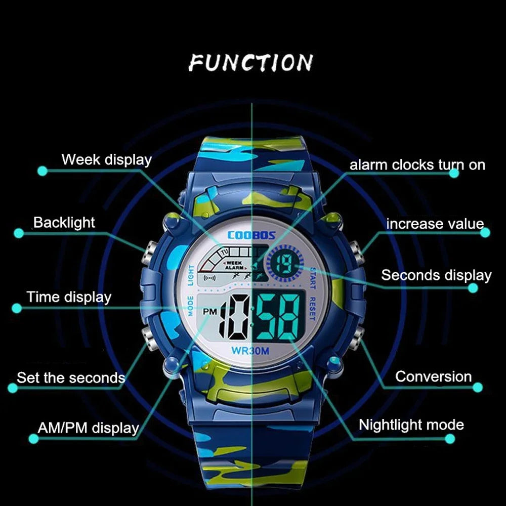 Orologio Digitale Sportivo Bambini LED Multifunzione