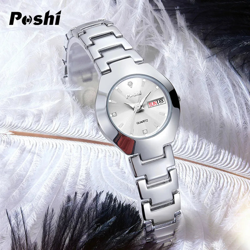 Orologio Donna con Data Elegante Cinturino Acciaio al Quarzo