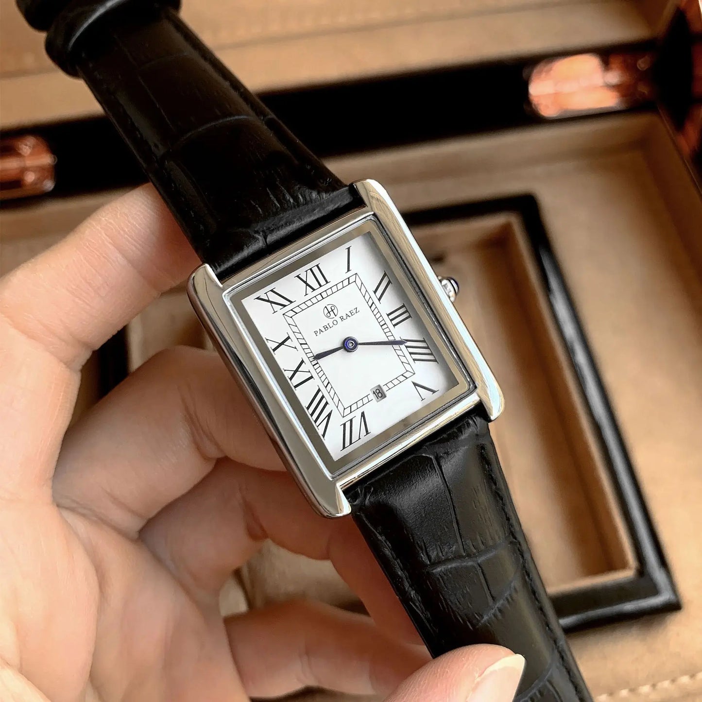 Orologio Uomo Elegante Quarzo Classico Quadrato Cinturino SimilPelle – Stile Vintage