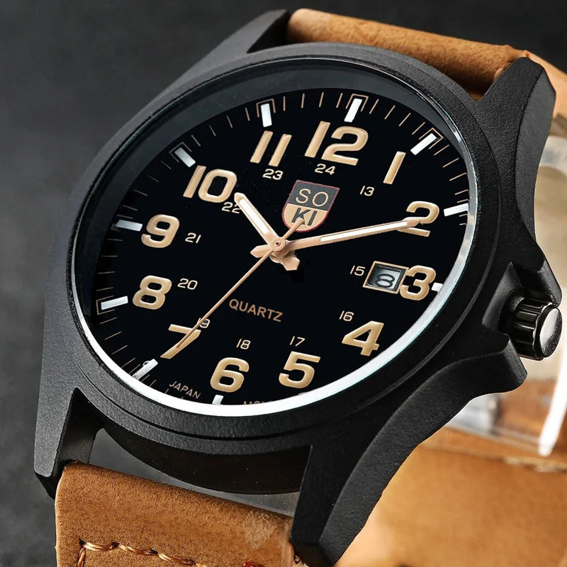 Orologio da Uomo al Quarzo con Cinturino in Similpelle e Data