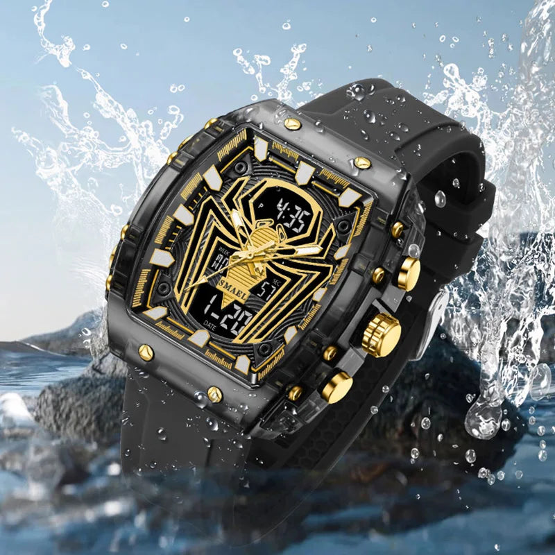 Orologio Digitale Uomo Sportivo LED Cronografo Doppio Display