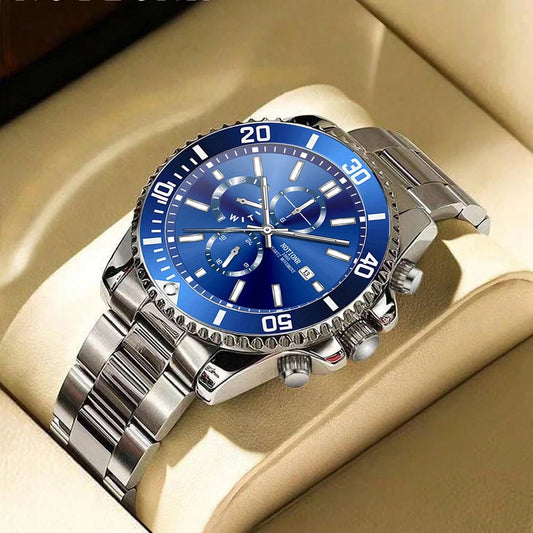 Orologio Uomo Acciaio Inox Quarzo – Elegante Data Quadrante 40 mm
