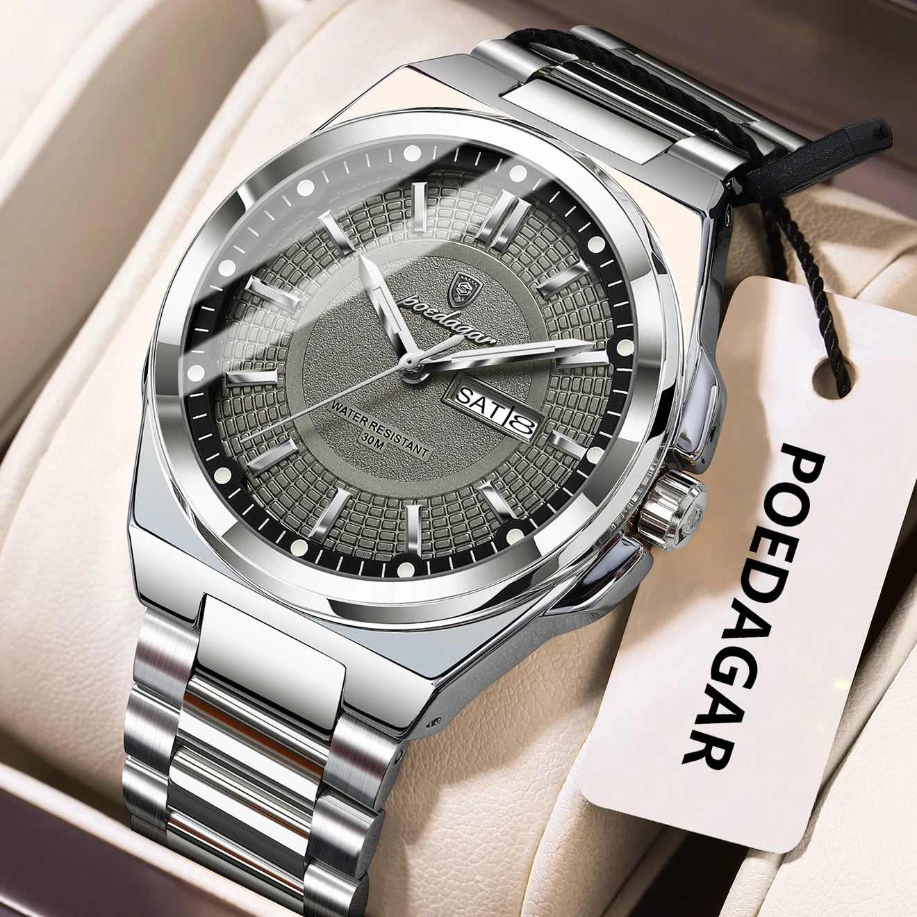 Orologio Uomo Acciaio Quarzo Classico Elegante Moda Casual Data