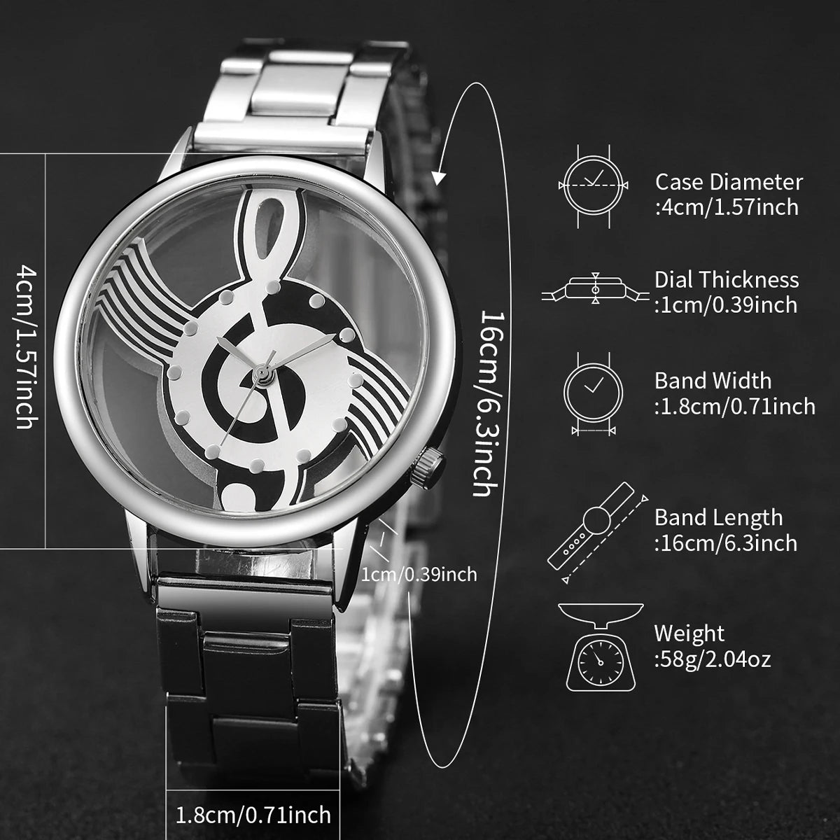 Orologio Donna Quarzo con Bracciale Cuore – Note Musicali