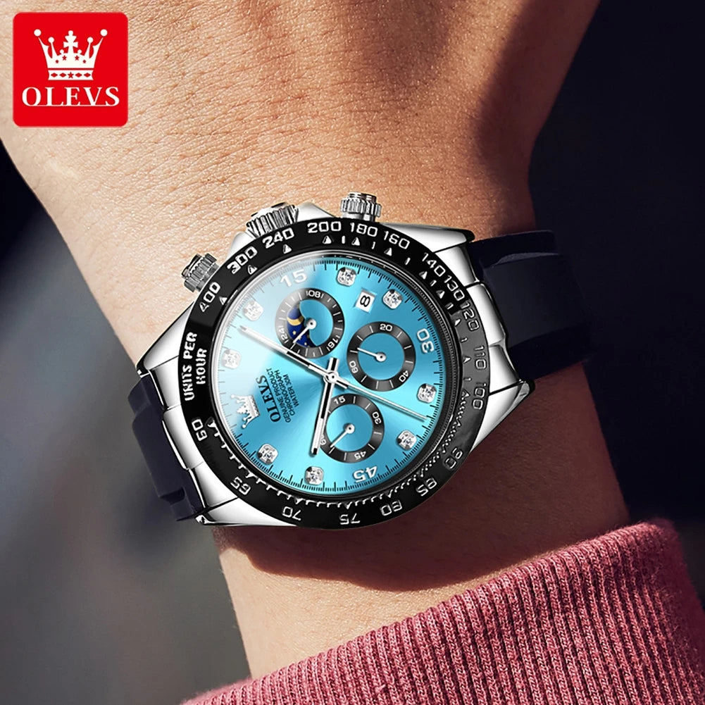 Orologio Uomo Quarzo Cronografo Data Cinturino Silicone Sportivo Elegante