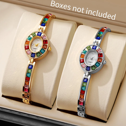 Set 2 Orologi Donna Quarzo Eleganti Moda Cinturino Lega