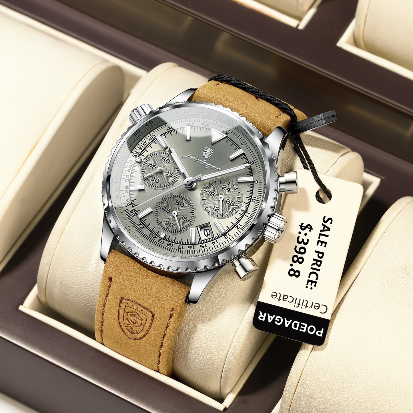 Orologio Uomo Quarzo Cronografo Data Similpelle Moda Casual Elegante