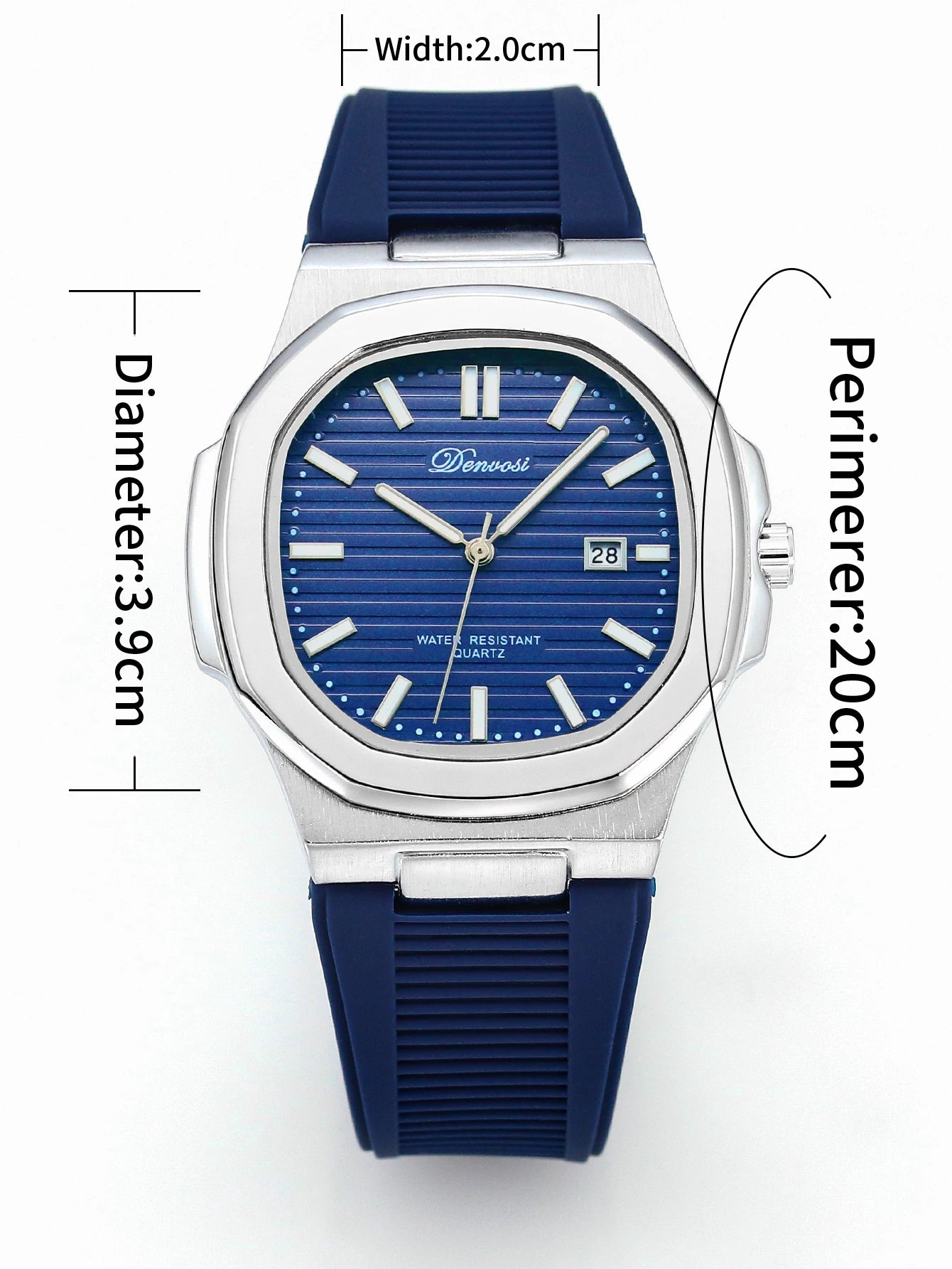 Orologio Uomo Sportivo Quarzo Silicone 39mm Data Lancette Luminose