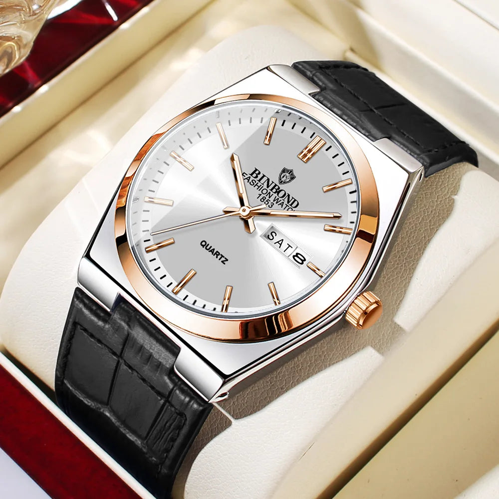 Orologio Uomo Quarzo Cinturino Similpelle Quadrante 40mm