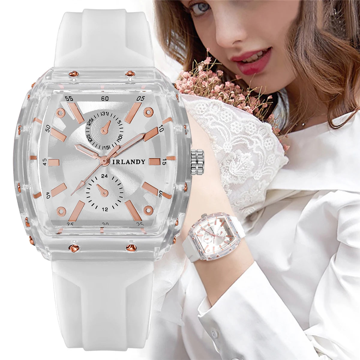 Orologio Donna Quarzo Analogico Moda Casual Elegante Cinturino Silicone Cassa Lega