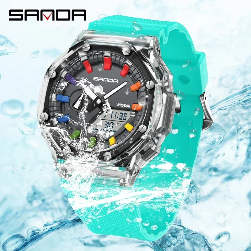 Orologio Digitale Uomo LED Antiurto Quarzo Sportivo Gomma Rinforzata Quadrante 46 mm