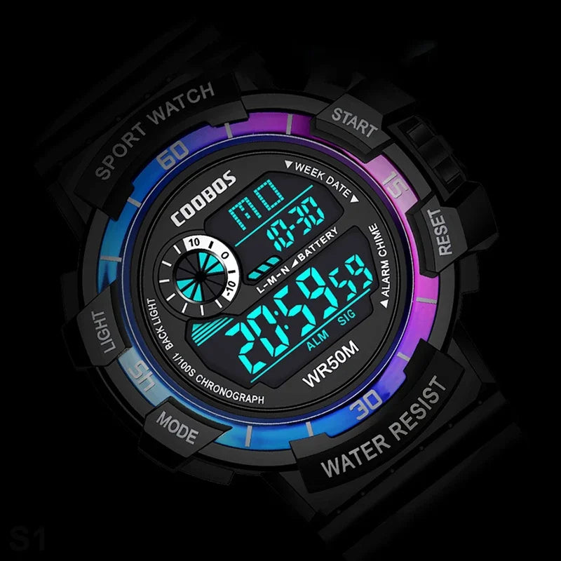 Orologio Digitale Uomo Sportivo Display LED Cinturino Silicone Quadrante 56 mm