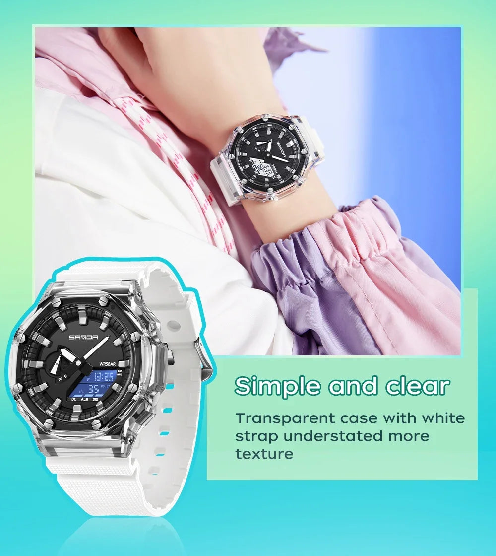 Orologio Digitale Uomo LED Antiurto Quarzo Sportivo Gomma Rinforzata Quadrante 46 mm