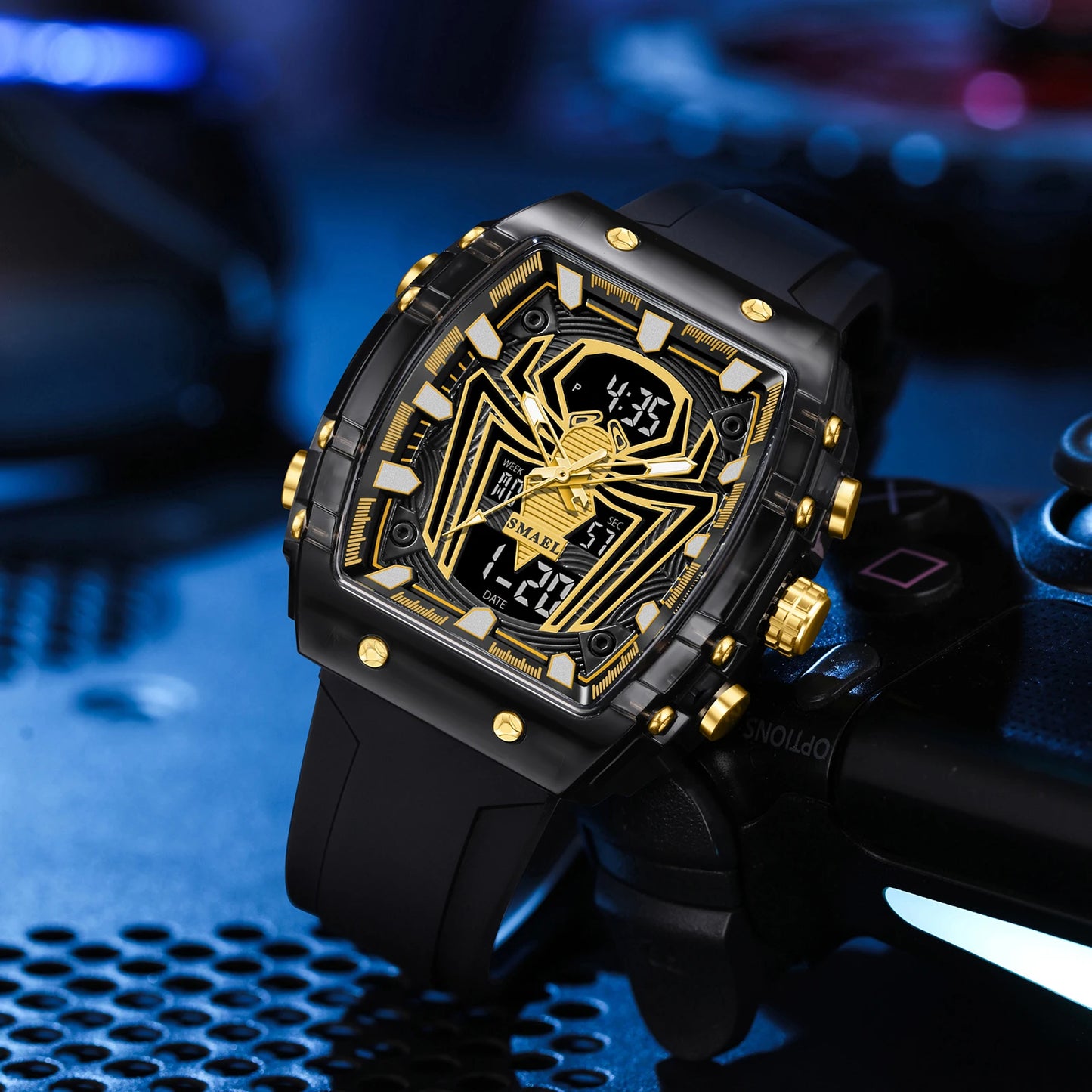 Orologio Digitale Uomo Sportivo LED Cronografo Doppio Display