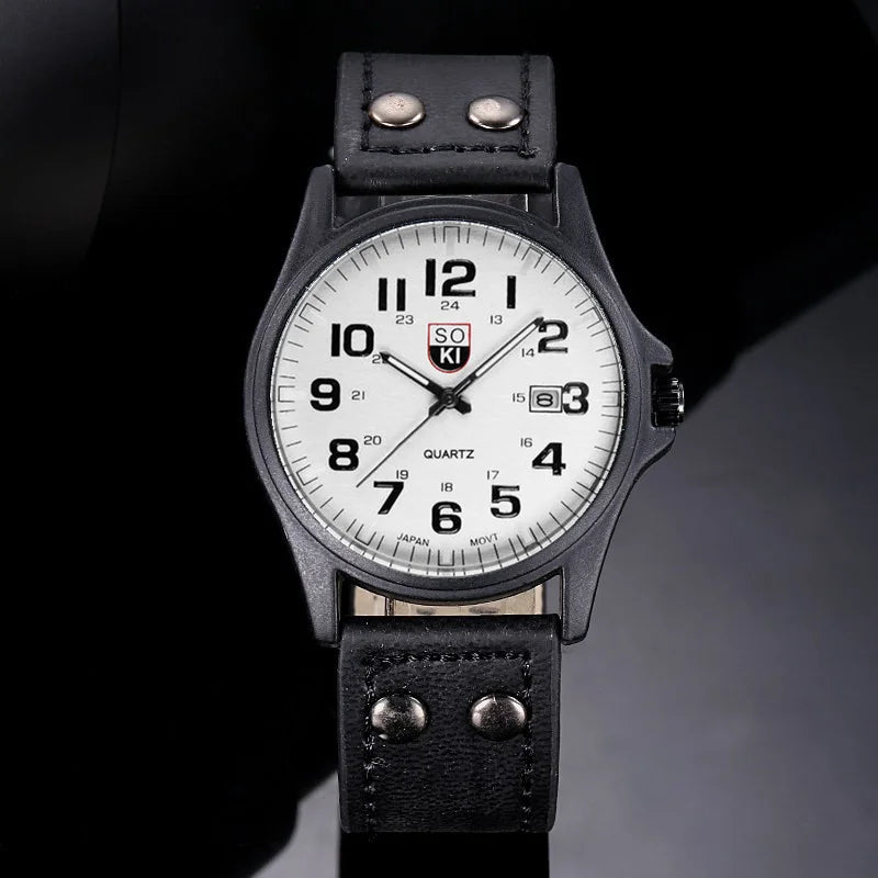 Orologio da Uomo al Quarzo con Cinturino in Similpelle e Data