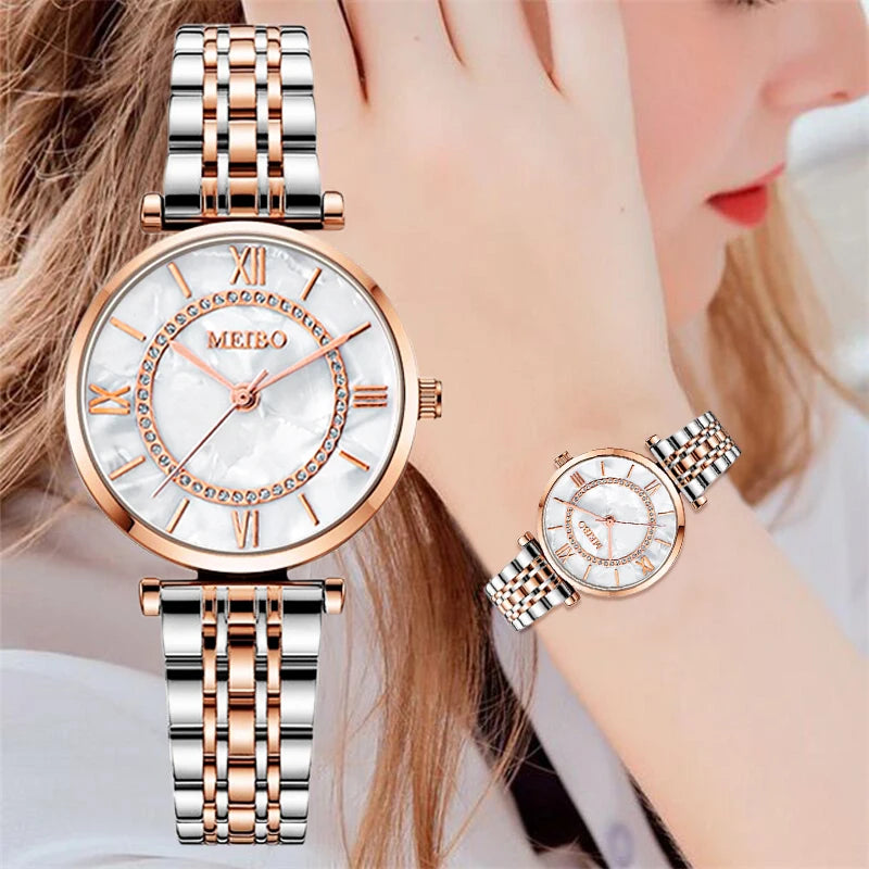 Orologio Da Donna Elegante In Acciaio Al Quarzo Moda Casual Quadrante 31mm